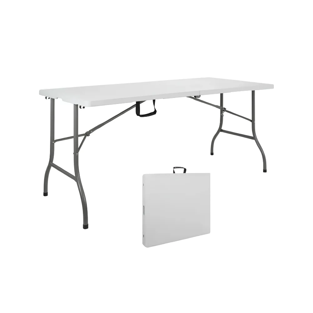 4 (22) Mesa Maleta Plegable 180 cm x 75 cm Blanca - Imagen 1